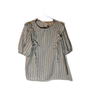 Universal Thread Bohochic Peasant White w/Blue Stripes Ruffle Puff Sleeves Top S